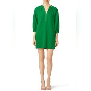 Trina Turk Women’s Kelly Green Pipkin Dress Pullover 3/4 Sleeve Mini Dress Crepe